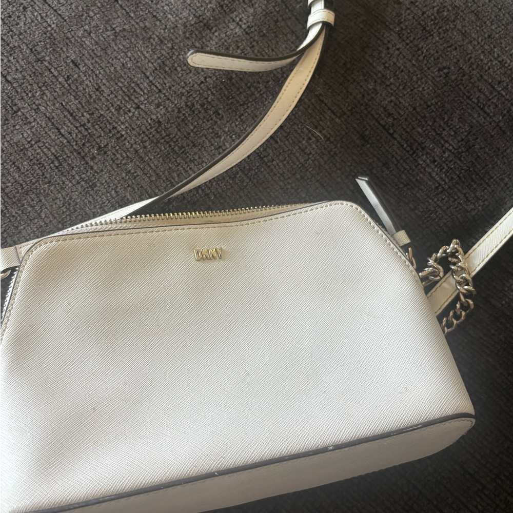 DKNY Ivory Crossbody Bag with Chain Detail